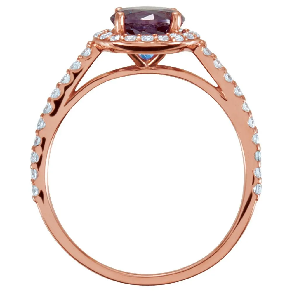 14k Rose Gold 6.5mm Round 3/8 CTW Diamond Semi-set Engagement Ring , Size 7