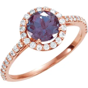 14k Rose Gold 6.5mm Round 3/8 CTW Diamond Semi-set Engagement Ring , Size 7