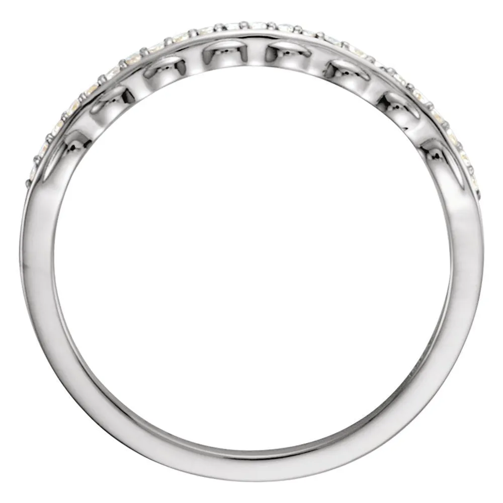 14k White Gold 1/8 CTW Diamond Band, Size 7
