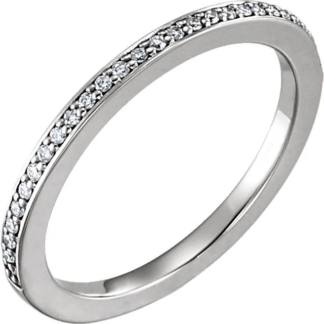 14k White Gold 1/8 CTW Diamond Band, Size 7