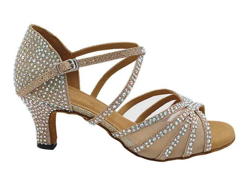 1613Bling Champagne Glitter Satin & Flesh Mesh