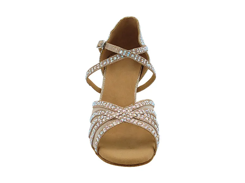 1613Bling Champagne Glitter Satin & Flesh Mesh