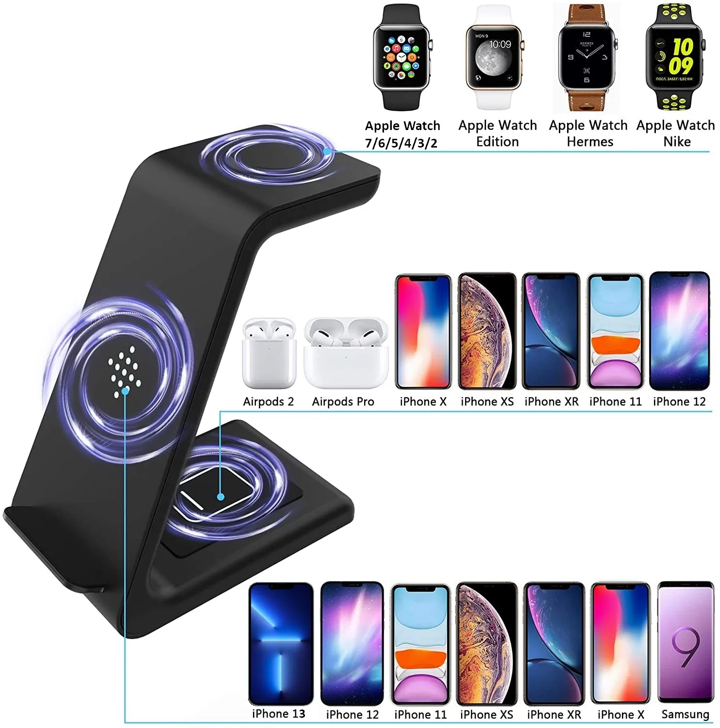 3 in 1 Wireless Charger for iPhone Apple Watch Airpods T3