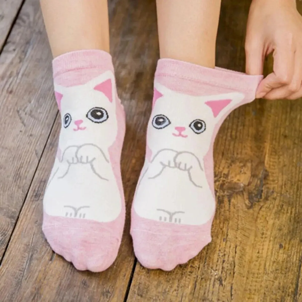 5 Pairs/Set Women's Cartoon Cute Cat Ankle Socks