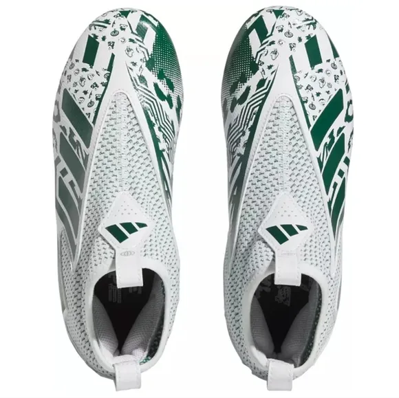 adidas Freak 23 Mismatch White/Dark Green Jr. Football Cleat 5.5