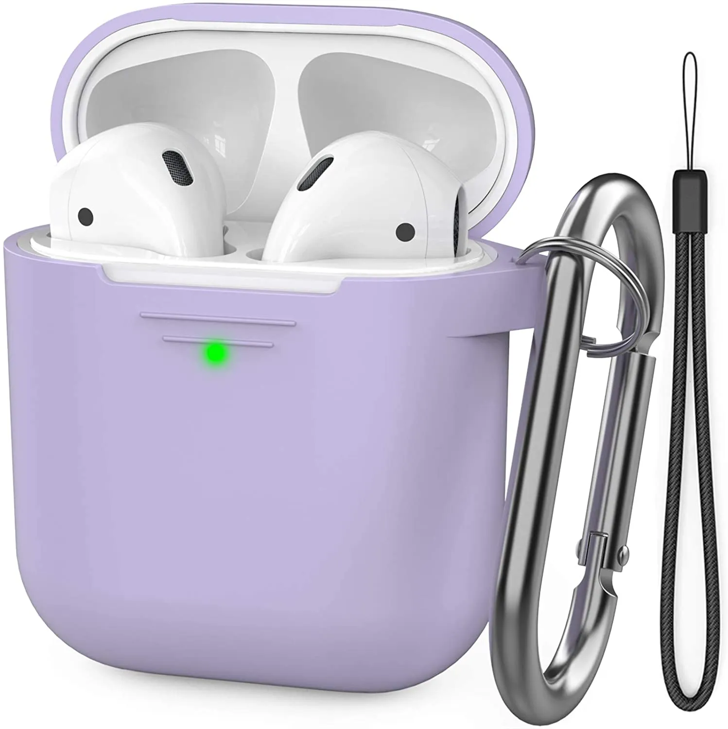 AhaStyle Upgrade AirPods Case Protective Cover Skin [Front LED Visible] Silicone for Apple AirPods 2 & 1(Lavender)