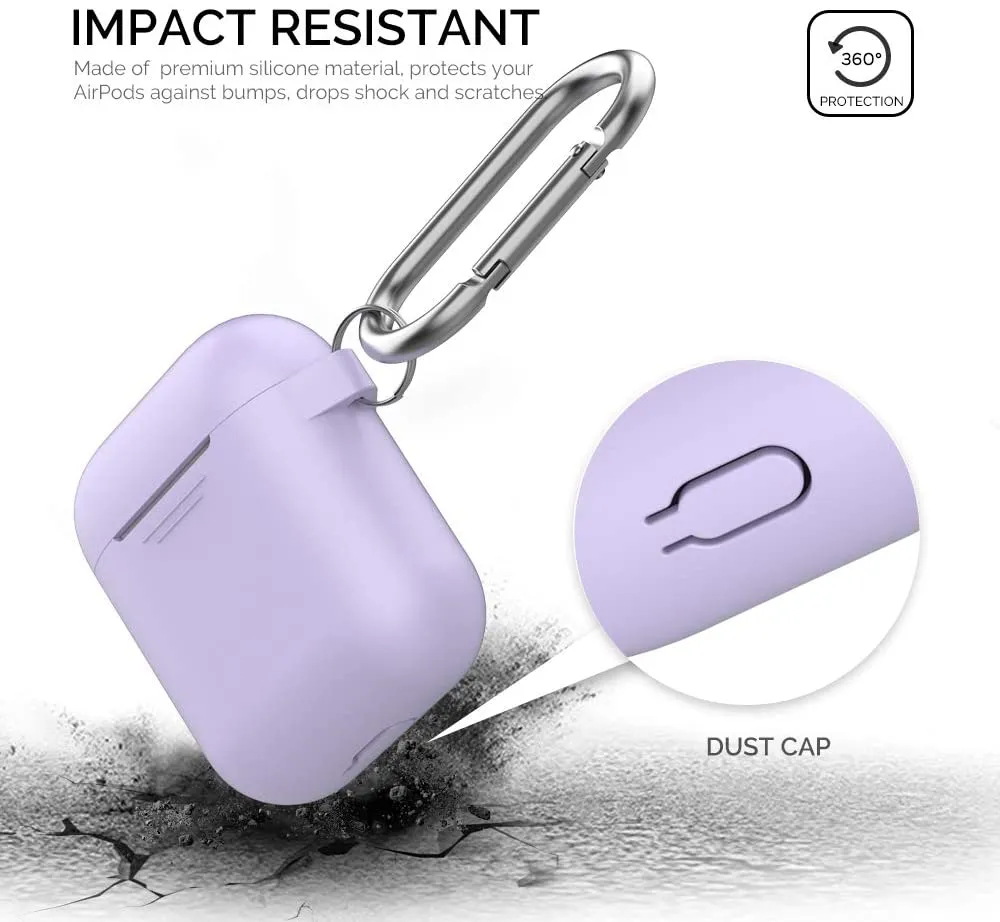 AhaStyle Upgrade AirPods Case Protective Cover Skin [Front LED Visible] Silicone for Apple AirPods 2 & 1(Lavender)
