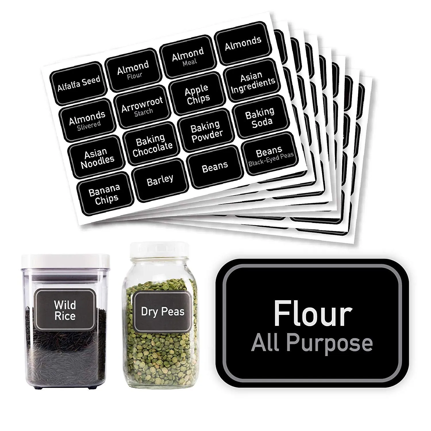 AllSpice 208 Preprinted Water Resistant Bulk Pantry Labels Set