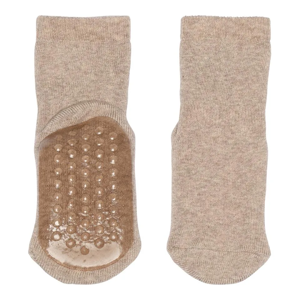 Antislip Huissokken Kinderen Katoen 7953 489 Light Brown Melange