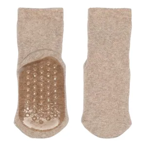 Antislip Huissokken Kinderen Katoen 7953 489 Light Brown Melange