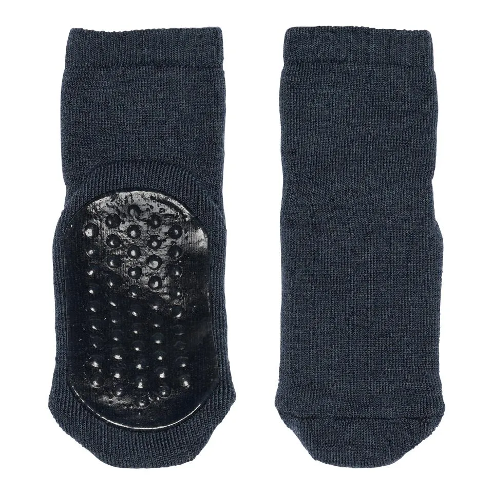 Antislip Huissokken Kinderen Wol 7951 498 Dark Denim Melange