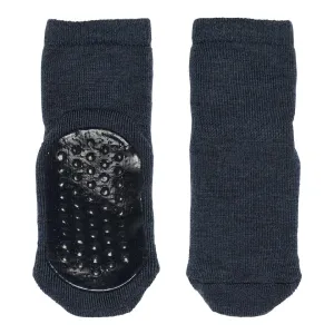 Antislip Huissokken Kinderen Wol 7951 498 Dark Denim Melange