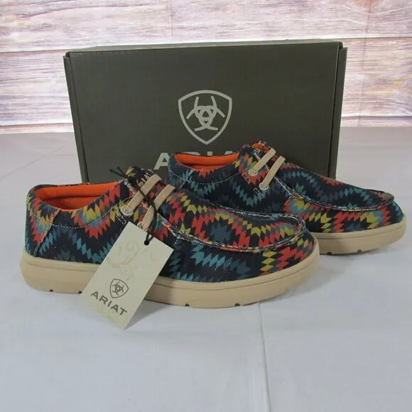 Ariat Youth Kid's Hilo Aztec Print Slip On Shoe Loafer Blue Aztec 10046850