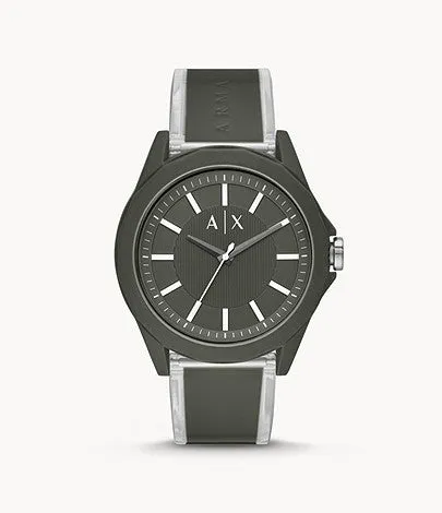 Armani Exchange Three-Hand Green Polyurethane Watch