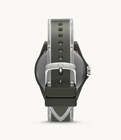 Armani Exchange Three-Hand Green Polyurethane Watch