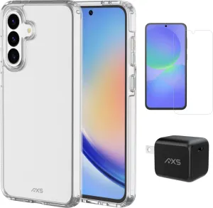 AXS Starter Kit | Ultra Clear Case, Screen Protector and 30W Charger for Samsung Galaxy A36/A56