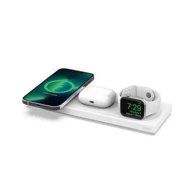 Belkin BoostCharge Pro 3-in-1 Wireless Charging Pad with Official MagSafe Charging 15W - White