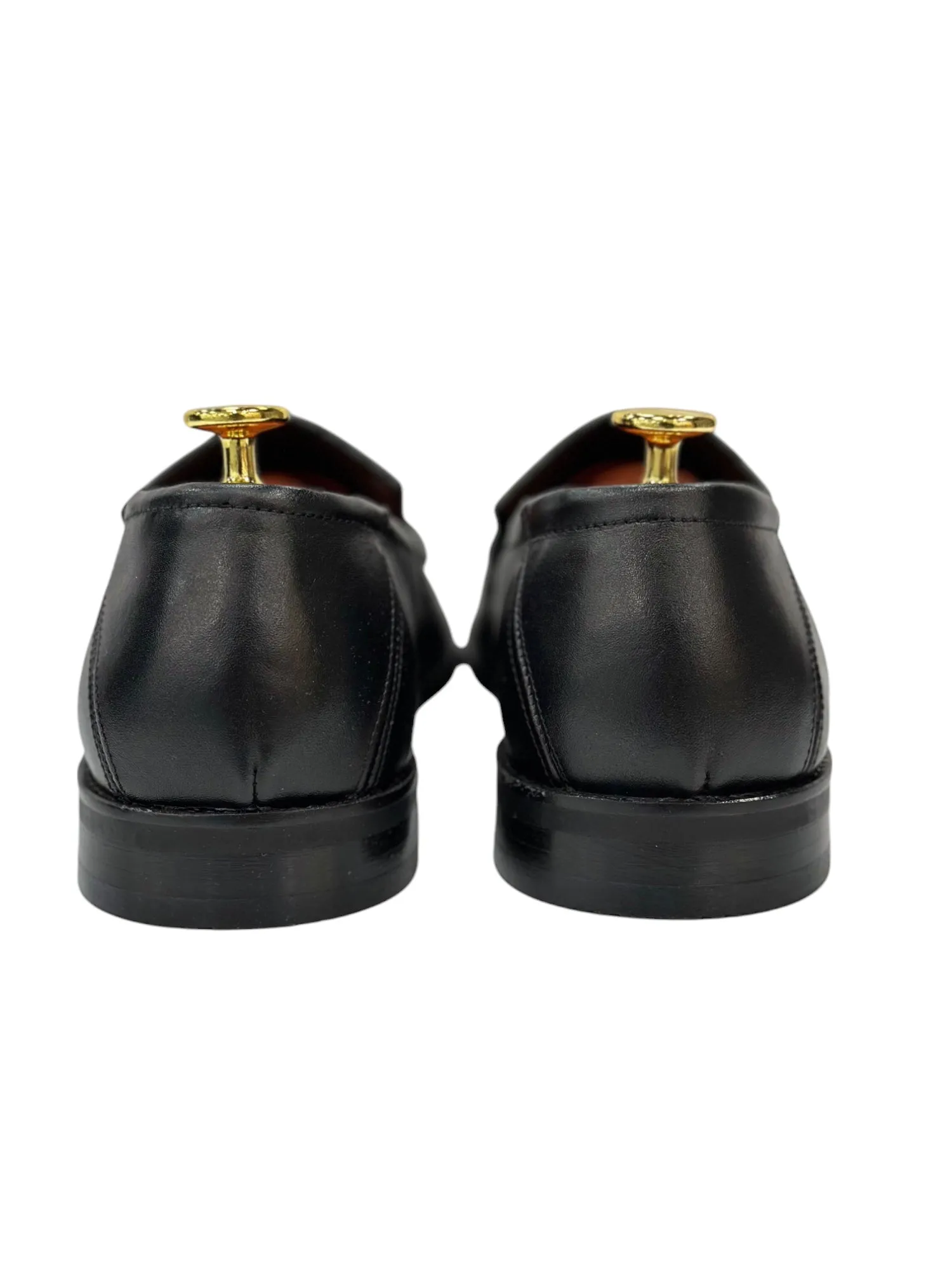 Black Istanbul Fashion by Raad Red Bottom Shoes With Unique Matte Leather and Chrome Finish Metal-901