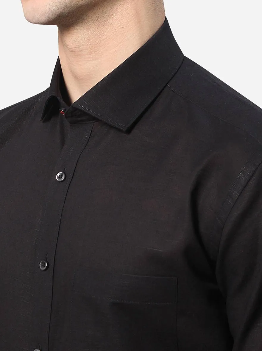Black Solid Regular Fit Formal Shirt | Greenfibre