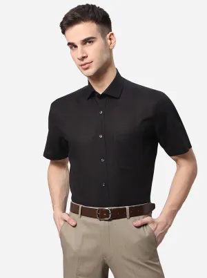 Black Solid Regular Fit Formal Shirt | Greenfibre