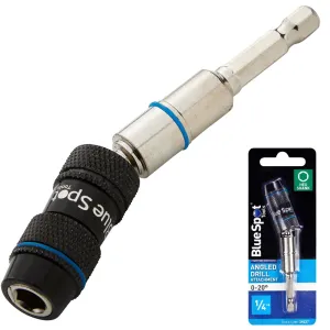 BlueSpot Bit Holder Hex Shank 1/4" Drive 0-20° Angled Offset Drill Attachment