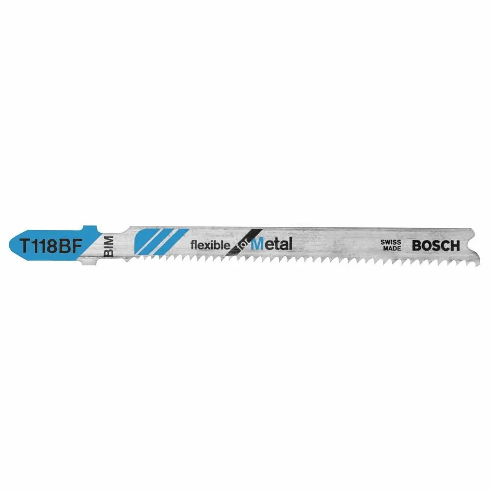 Bosch T118BF 5 pieces 3-5/8" 11-14 TPI Flexible for Metal T-Shank Jig Saw Blades