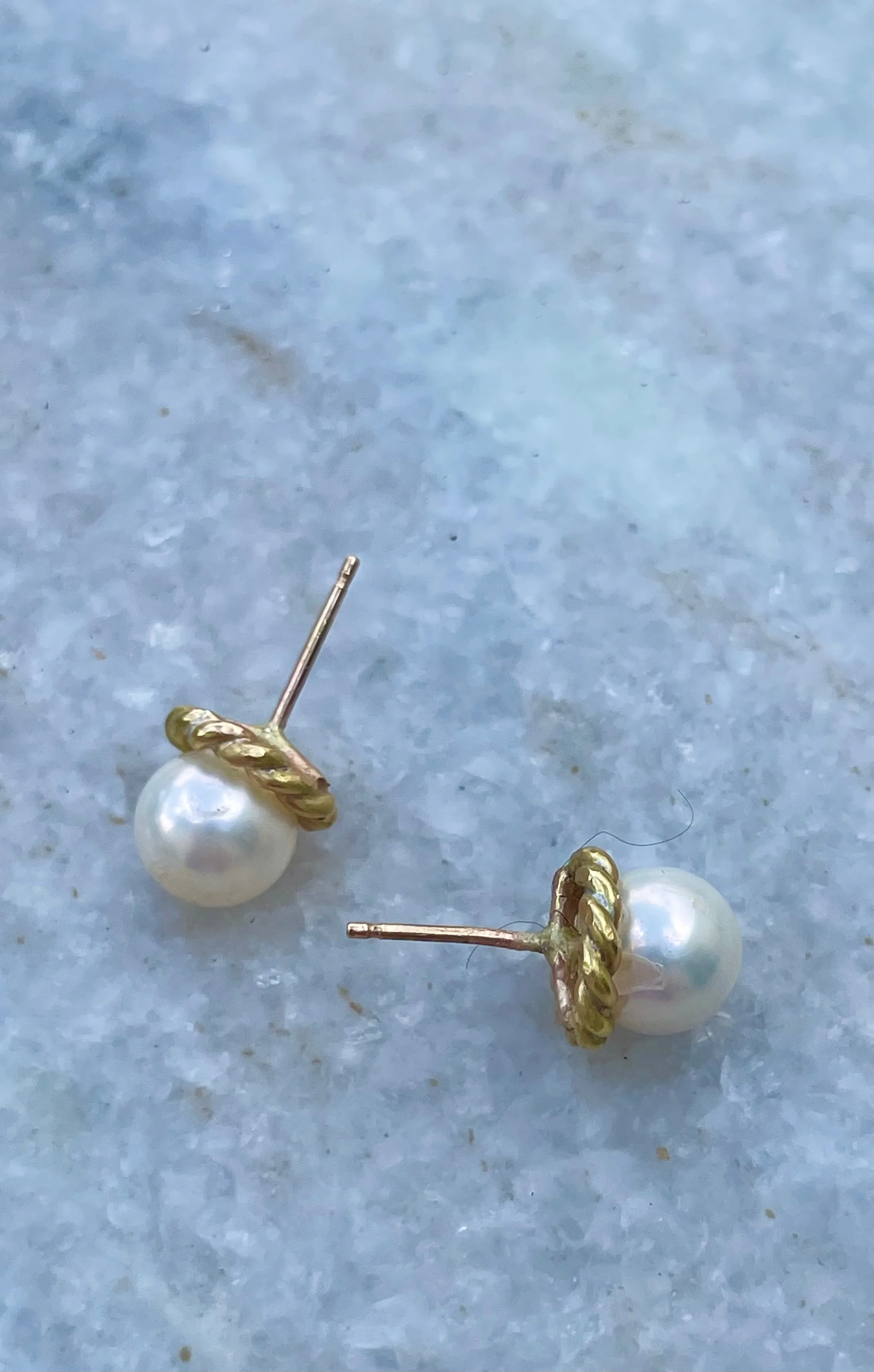 Braided Pearl Stud Earrings