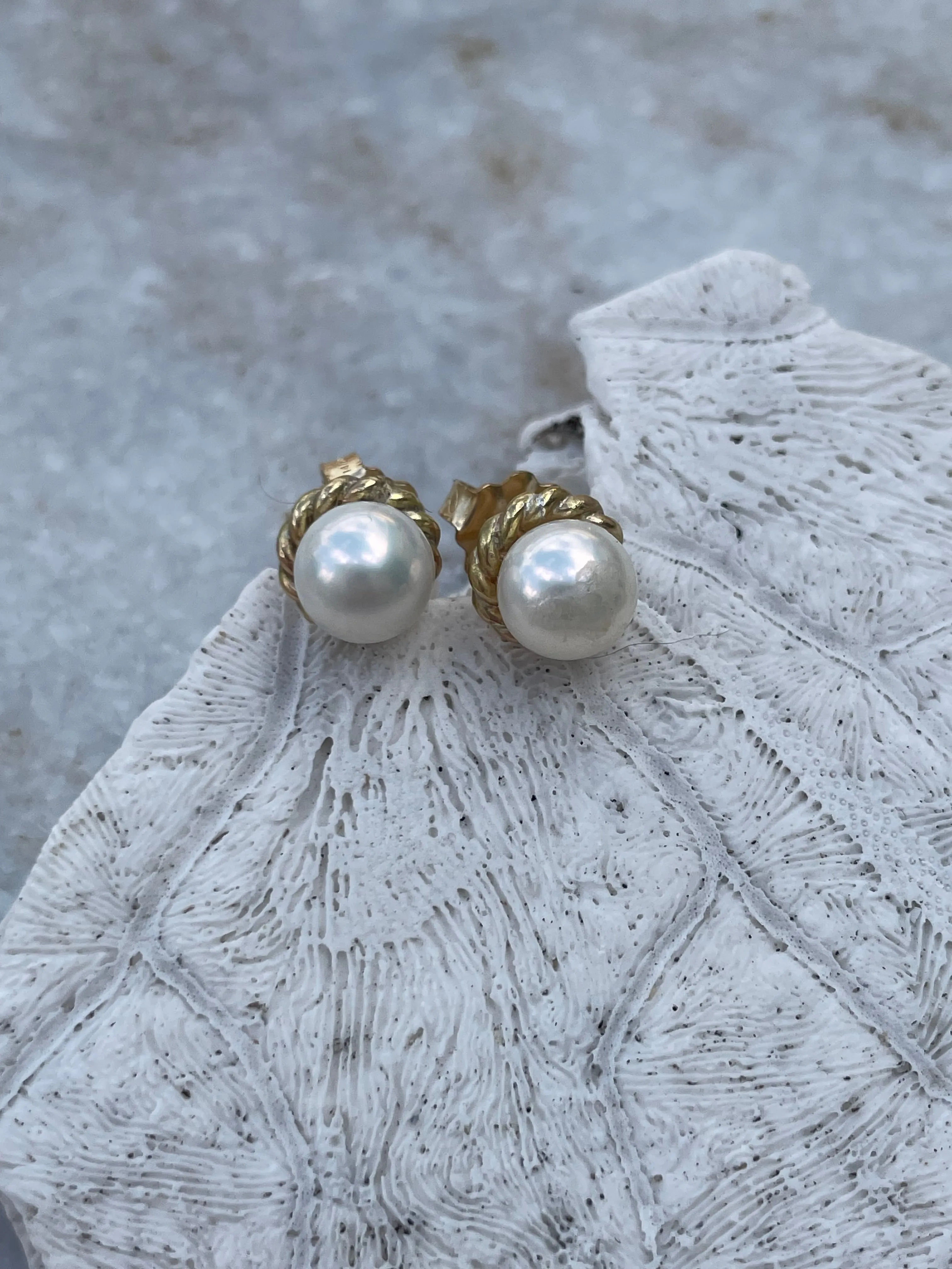 Braided Pearl Stud Earrings