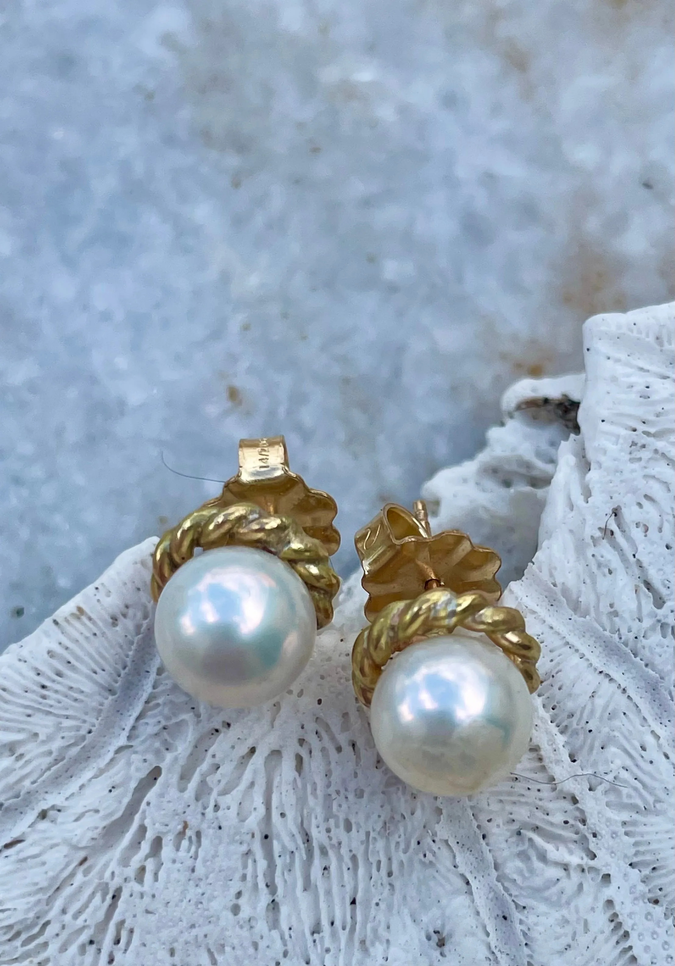 Braided Pearl Stud Earrings