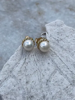Braided Pearl Stud Earrings
