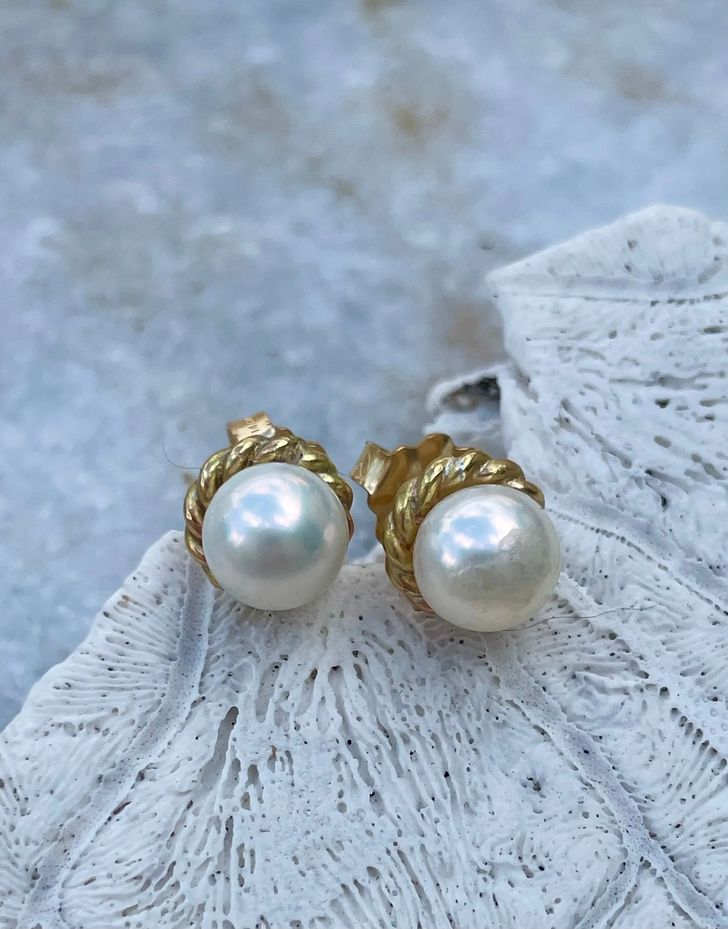 Braided Pearl Stud Earrings