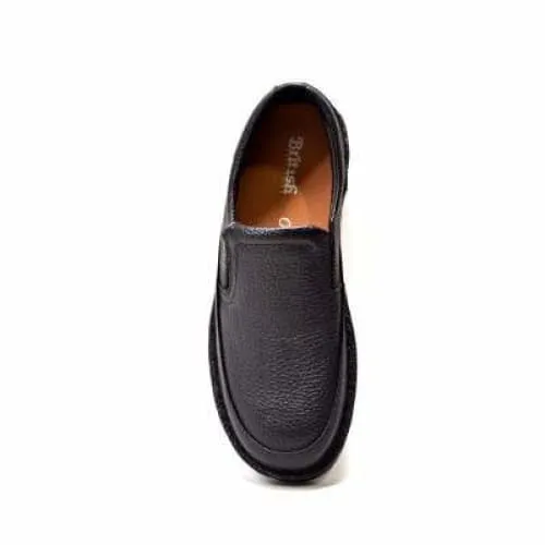 British Walkers Nottingham Men's Black Leather Leather Casual Slip On Shoes