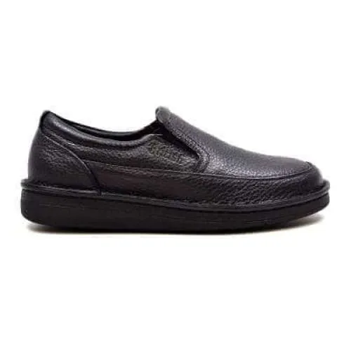 British Walkers Nottingham Men's Black Leather Leather Casual Slip On Shoes