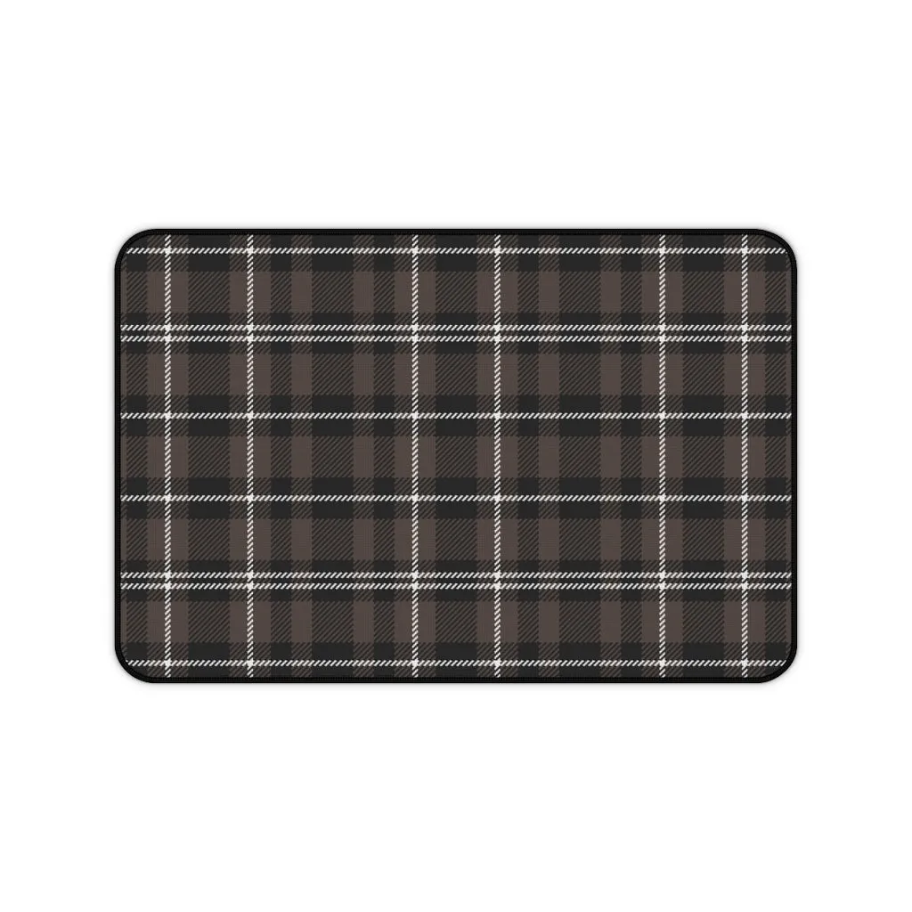 Brown and White Plaid Desk Mat For Laptop or Keyboard and Mouse