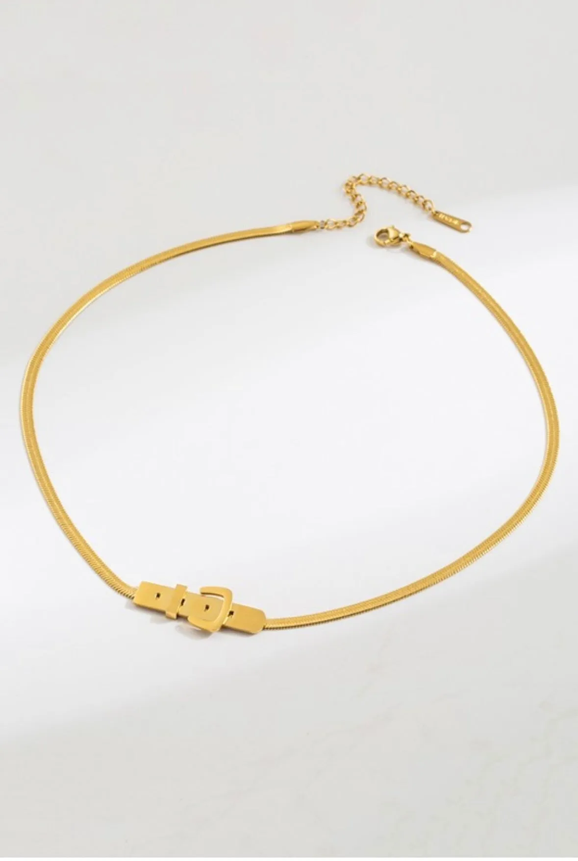 Buckle Up Gold Necklace | Water Resistant