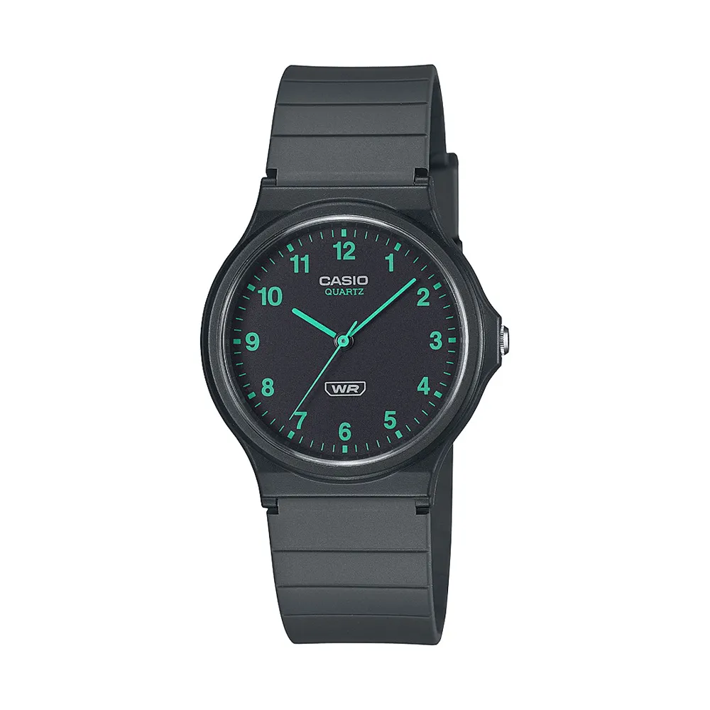 Casio Analogue Water Resistant Black Resin Band MQ24B-8B