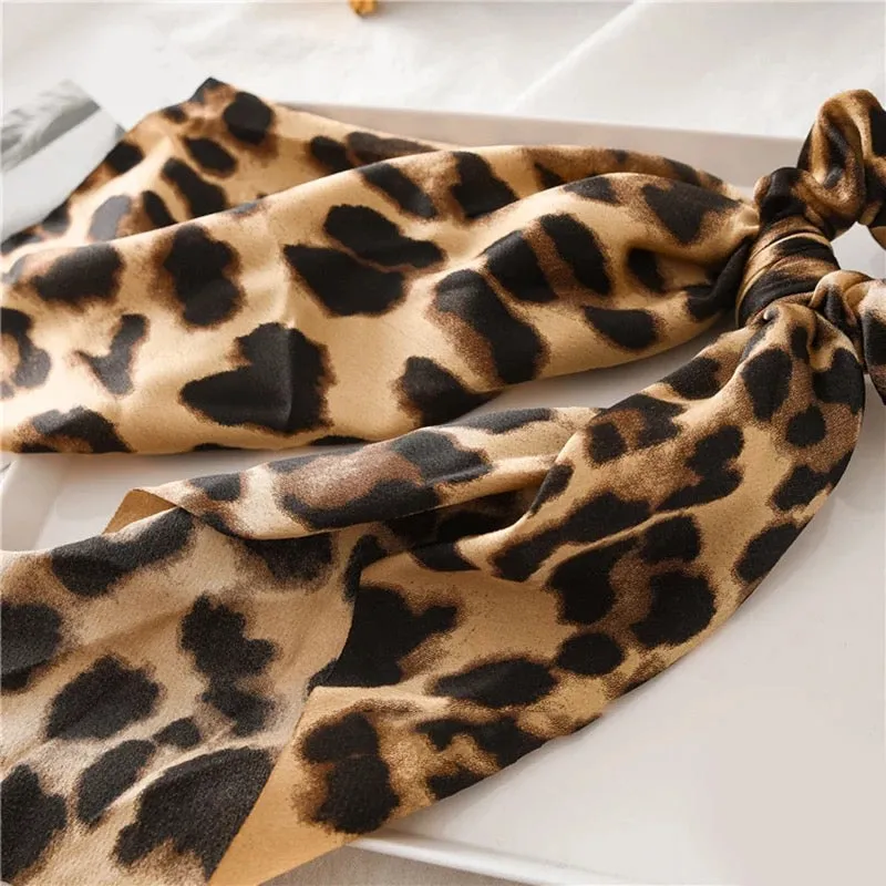 Cheetah Print Satin Bandana Scrunchies