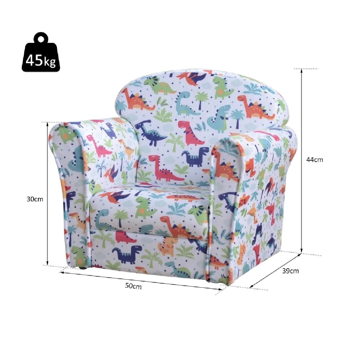 Children’s Dinosaur Design Armchair | Multicoloured | 3-9 Years