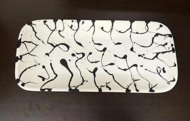 Classical Rectangle Platter White w/ Black Splatter