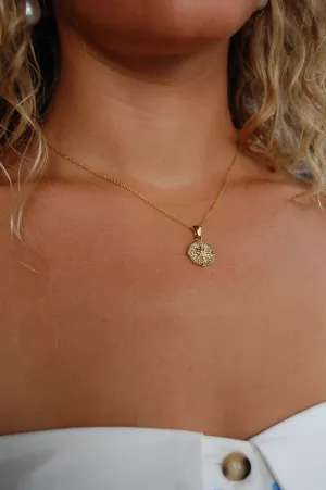 Compass Charm Water Resistant 18K Necklace