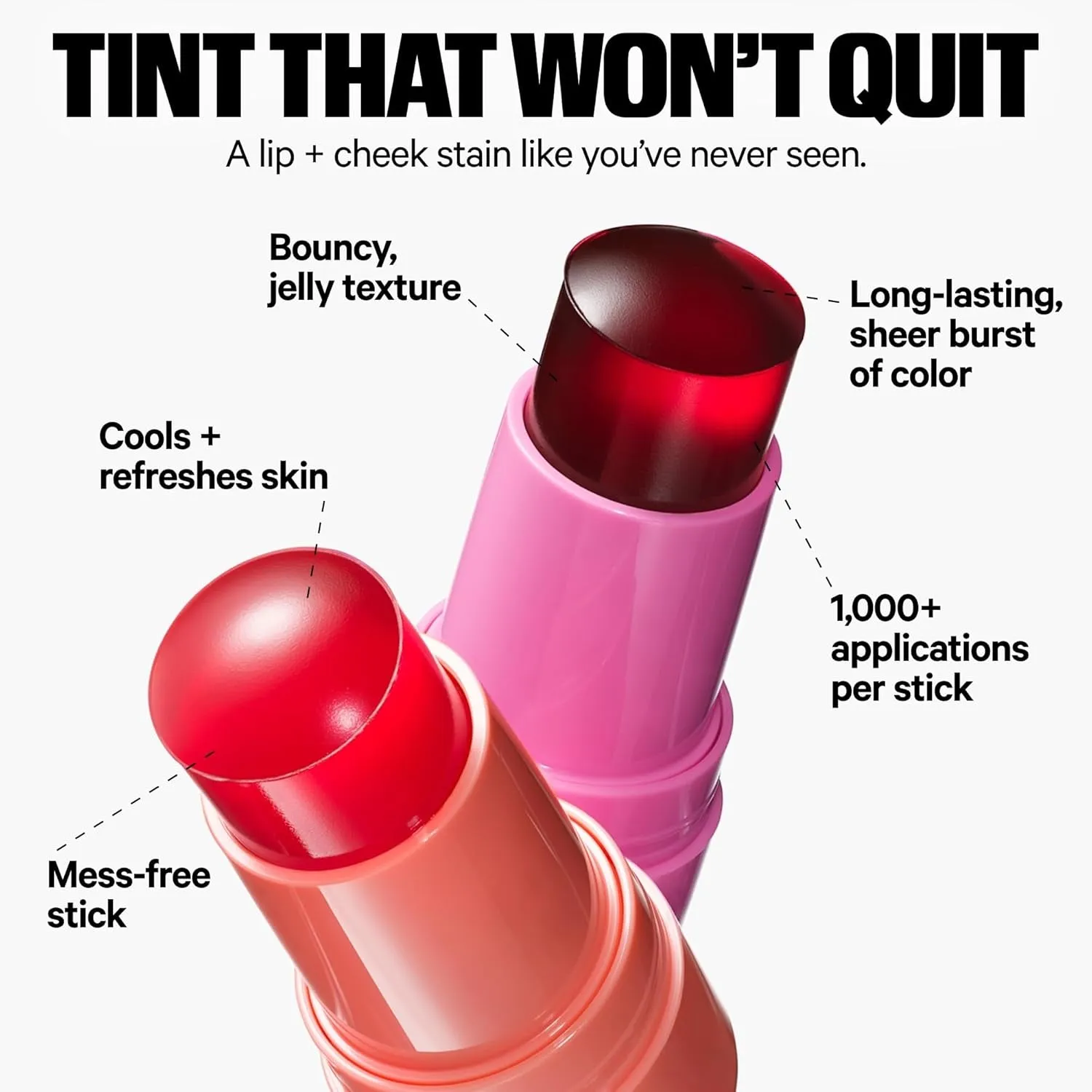 Cooling Water Jelly Tint, Fresh (Soft Pink) - 0.17 Oz - Sheer Lip & Cheek Stain - Buildable Watercolor Finish - 1,000  Swipes per Stick - Vegan, Cruelty Free