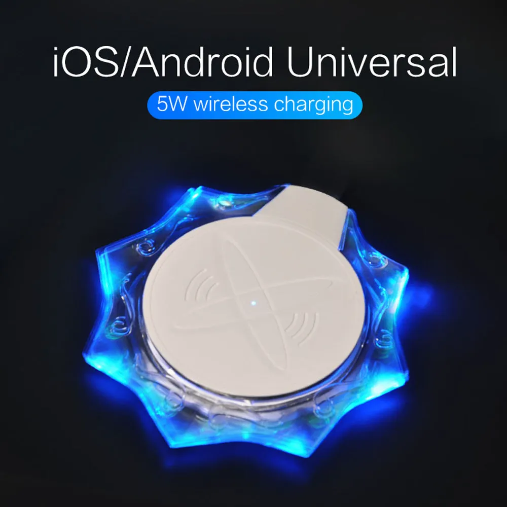 Crystal Wireless Charger Pad Mobile Phone Wireless Receiver Charging Base Universal Charge Base for Apple IOS Android black