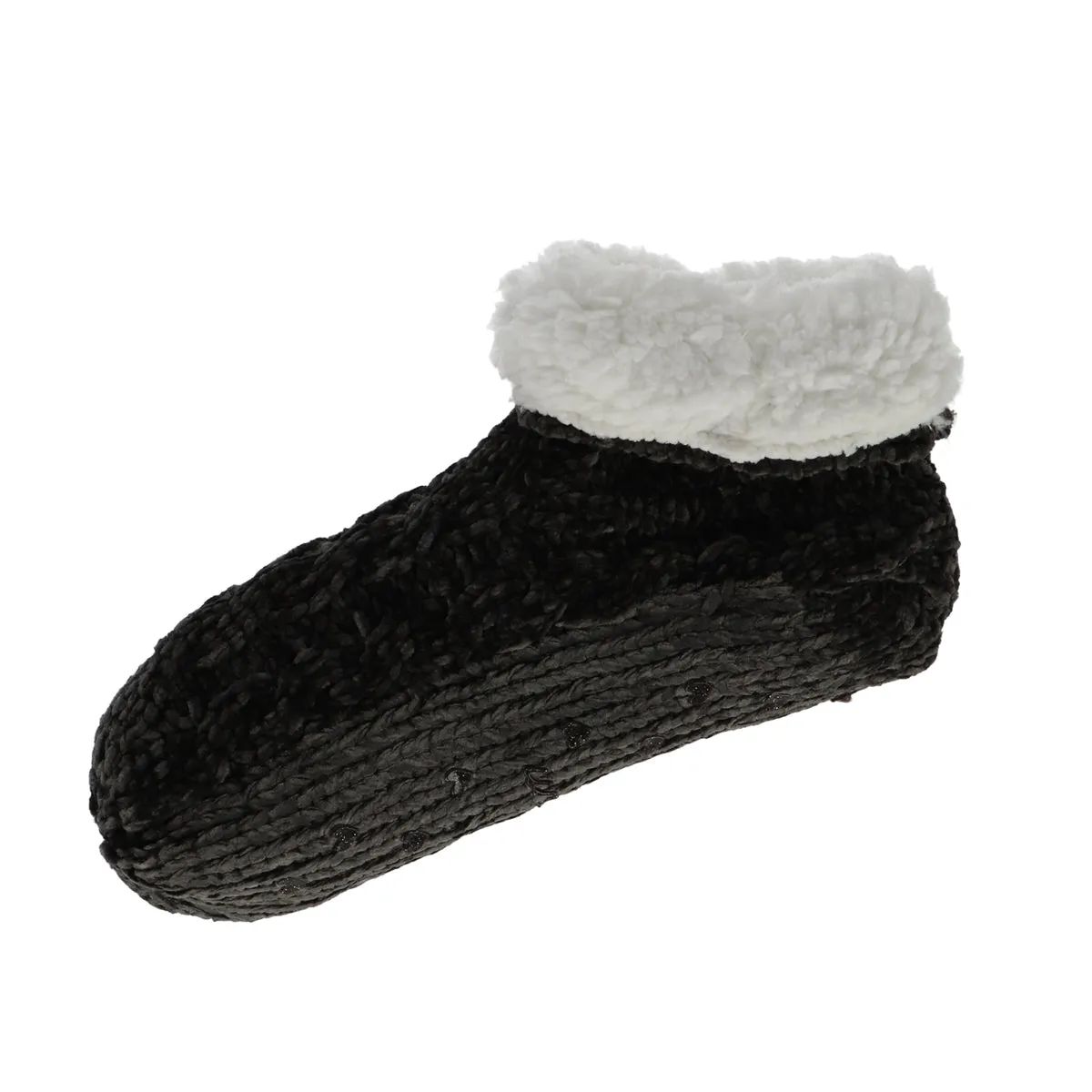 Dames homeslof Chenille Kabel 15043 6900 Antraciet