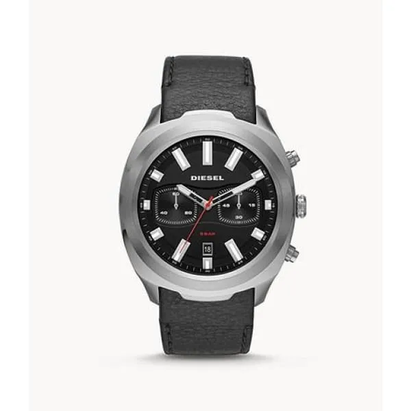 Diesel Men's Tumbler Chronograph Black Leather Watch DZ4499