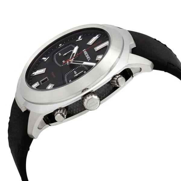 Diesel Men's Tumbler Chronograph Black Leather Watch DZ4499