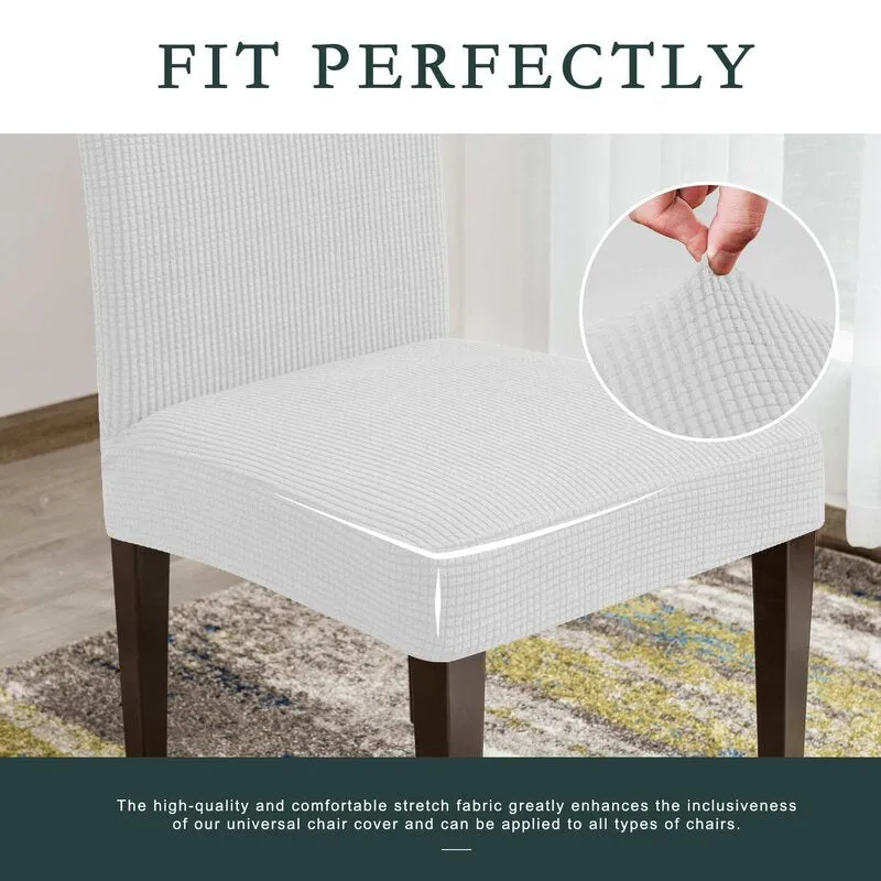 Dlerfeut Box Cushion Dining Chair Slipcover (Set of 4) White! Durability Water Resistant; Stain Resistant; Fade Resistant! Retails $85 