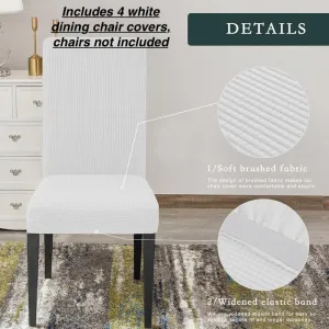 Dlerfeut Box Cushion Dining Chair Slipcover (Set of 4) White! Durability Water Resistant; Stain Resistant; Fade Resistant! Retails $85 