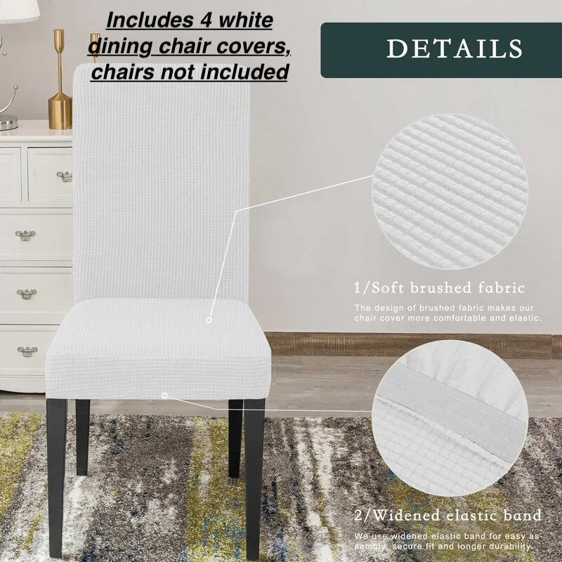 Dlerfeut Box Cushion Dining Chair Slipcover (Set of 4) White! Durability Water Resistant; Stain Resistant; Fade Resistant! Retails $85 