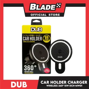 Dub Car Holder Charger Wireless 360' Rotary Ball, 15W Power Max DCH-MW01