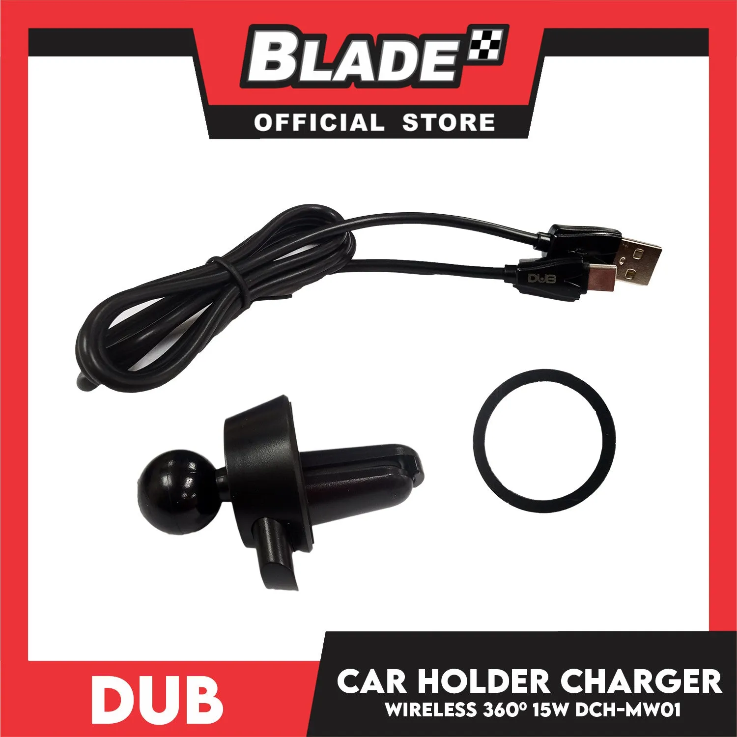 Dub Car Holder Charger Wireless 360' Rotary Ball, 15W Power Max DCH-MW01